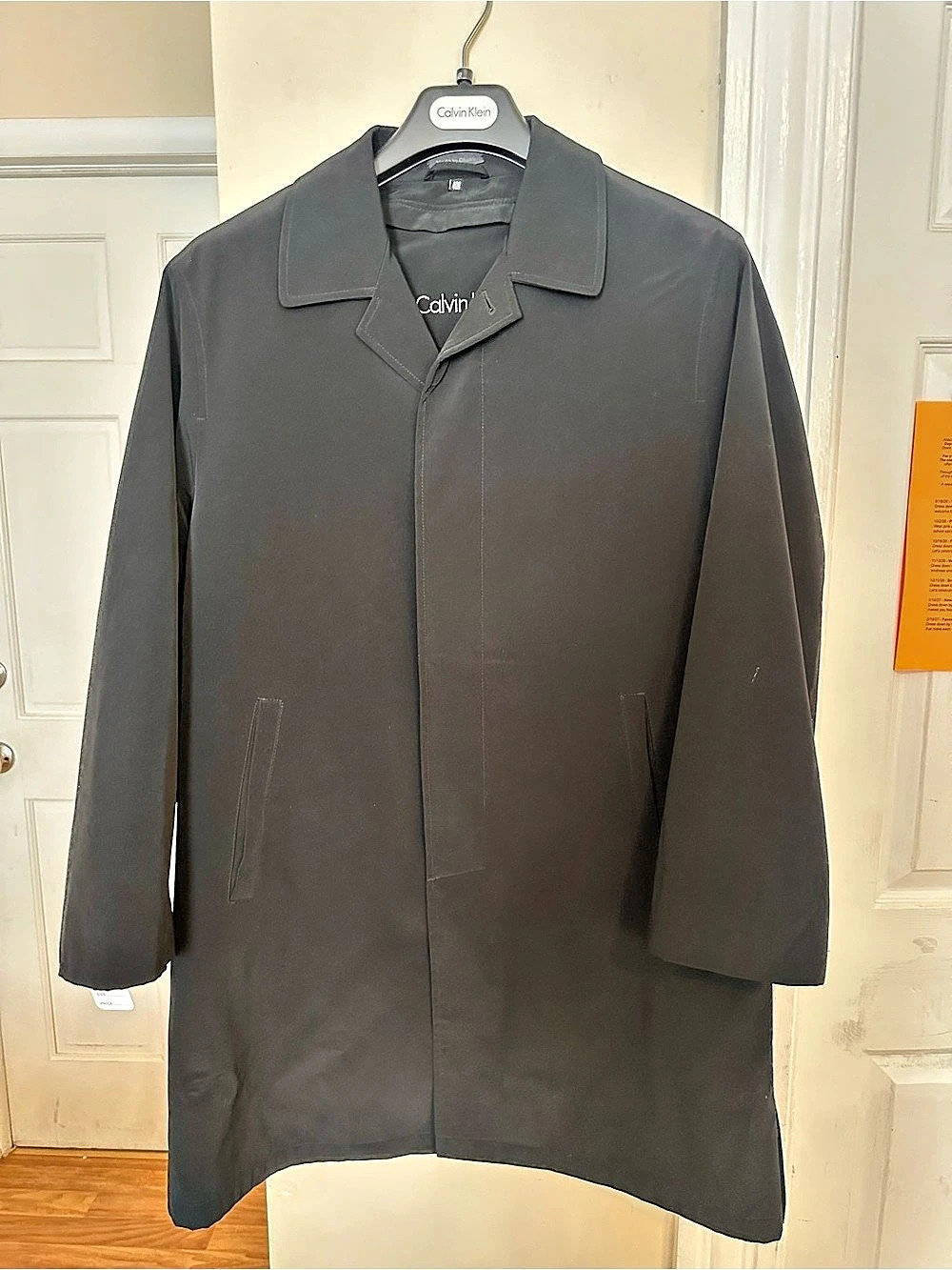 Calvin Klein Men’s 40R Black All-Weather Car Coat w/ Zip-Out Liner